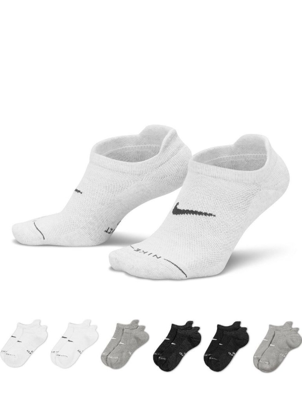 6 Pair Women's Nike No Show Socks Size M Everyday Cotton Cushioned 6 Pack`